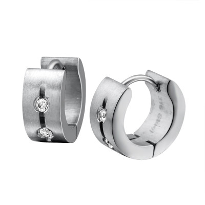 High Polish Surgical Steel Huggies with Cubic Zirconia