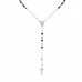 High Polish Surgical Steel Rosary Cross with Medallion Necklace