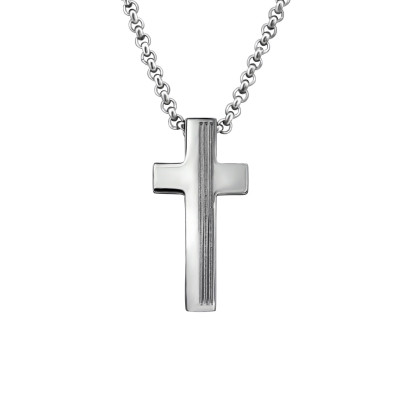 High Polish Surgical Steel Cross Necklace