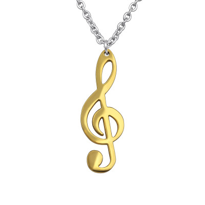 Treble Clef Stainless Steel Necklace