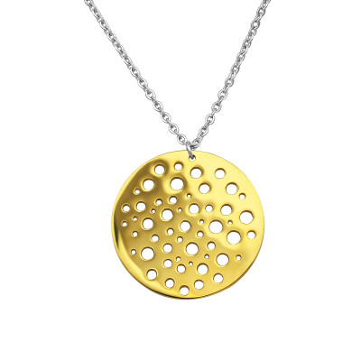 Gold and High Polish Surgical Steel Disc Necklace