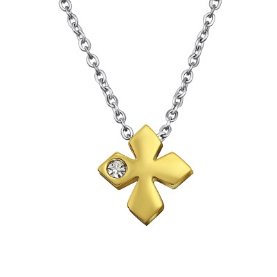 Cross Stainless Steel Necklace with Crystal