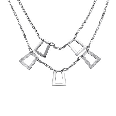 Double Line Hanging Stainless Steel Necklace