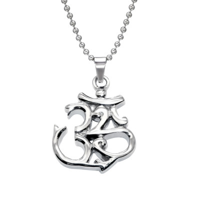 High Polish Surgical Steel Om Necklace