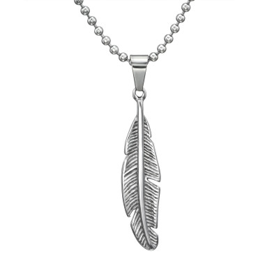 High Polish Surgical Steel Feather Necklace