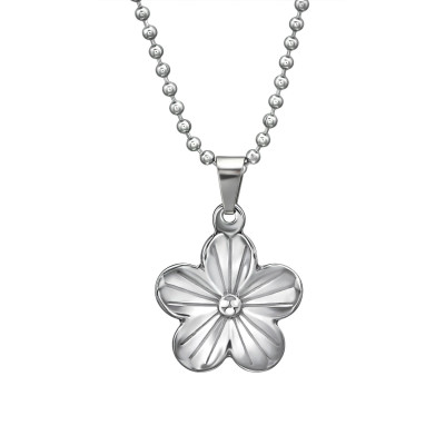 High Polish Surgical Steel Flower Necklace