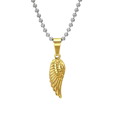 Gold and High Polish Surgical Steel Wing Necklace