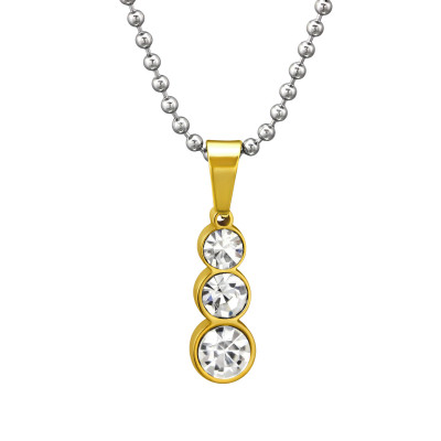 Geometric Stainless Steel Necklace with Cubic Zirconia