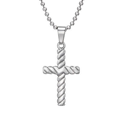 High Polish Surgical Steel Cross Necklace