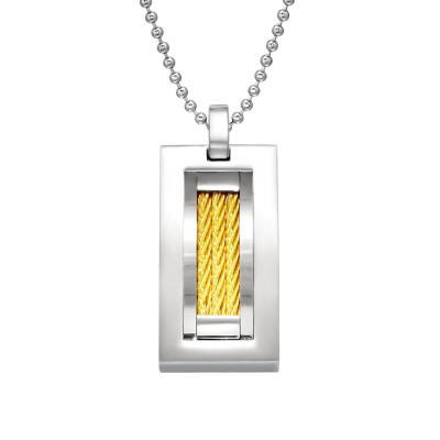 Gold and High Polish Surgical Steel Tag Necklace