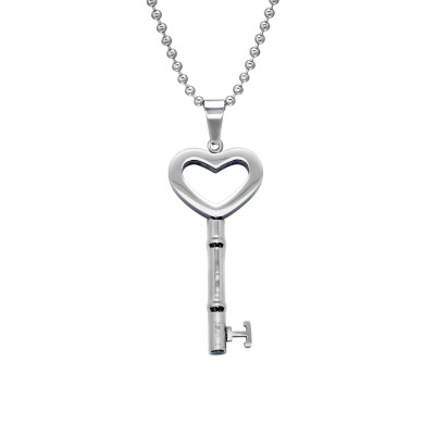 High Polish Surgical Steel Key Necklace