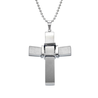 High Polish Surgical Steel Cross Necklace