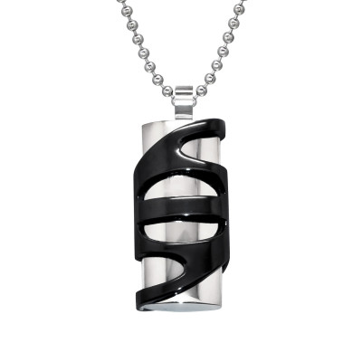 Black and High Polish Surgical Steel Patterned Necklace