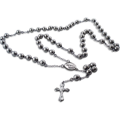 High Polish Surgical Steel Rosary Beads Necklace