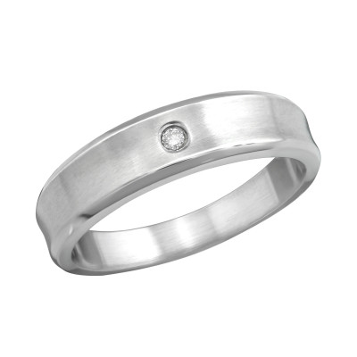 High Polish Surgical Steel Band Ring with Cubic Zirconia