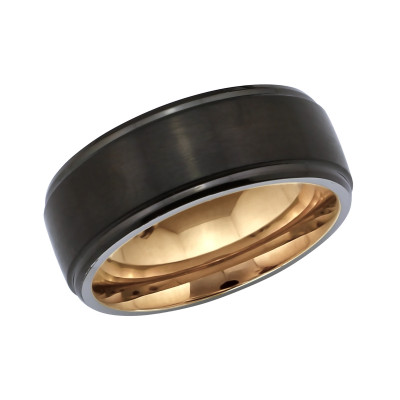 Black and Gold Surgical Steel Band Ring