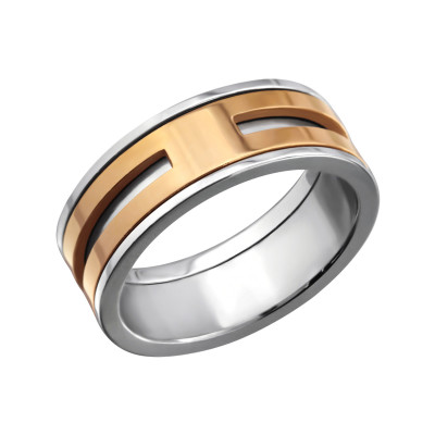 Rose Gold and High Polish Surgical Steel Band Ring