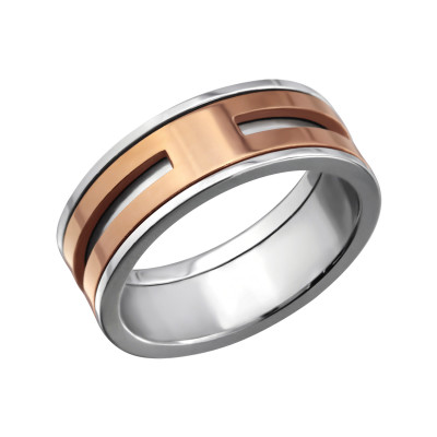 High Polish and Rose Gold Surgical Steel Band Ring