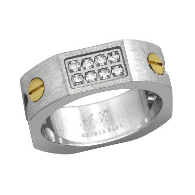 High Polish and Gold Surgical Steel Band Ring