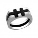 High Polish and Black Surgical Steel Band Ring