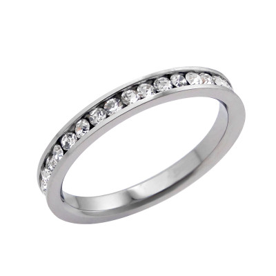 High Polish Surgical Steel Band Ring with Cubic Zirconia