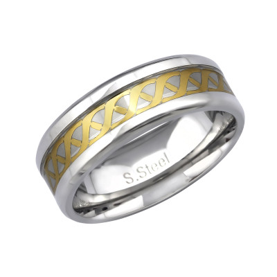 High Polish and Gold Surgical Steel Celtic Ring