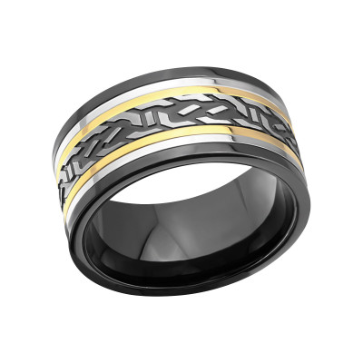 Black, Gold and High Polish Surgical Steel Band Ring