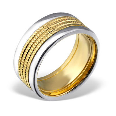 High Polish and Gold Surgical Steel Band Ring