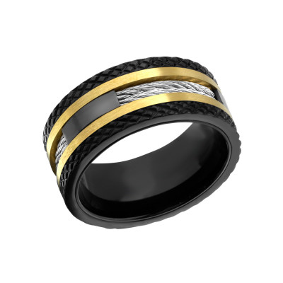 Black Gold and High Polish Surgical Steel Line Ring