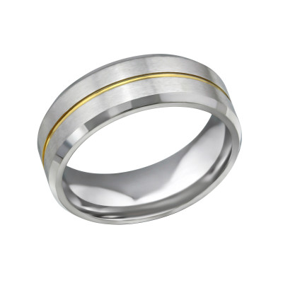 High Polish and Gold Surgical Steel Line Ring