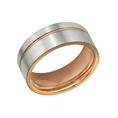 Rose Gold and High Polish Surgical Steel Line Ring