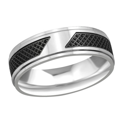 Black and High Polish Surgical Steel Ring 