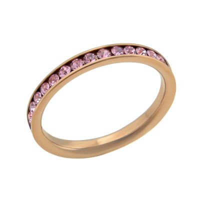 Rose Gold Surgical Steel Band Ring with Cubic Zirconia