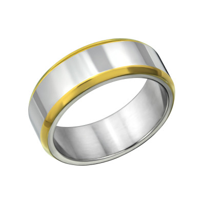 High Polish and Gold Surgical Steel Band Ring