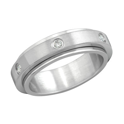 High Polish Surgical Steel Band Ring with Cubic Zirconia