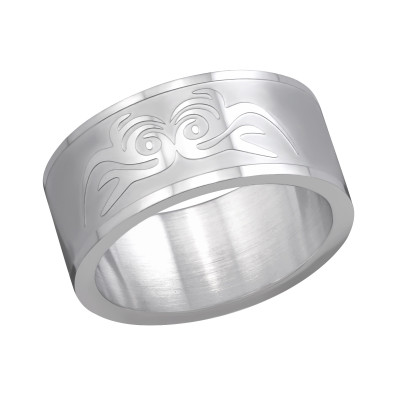 High Polish Surgical Steel Etched Ring