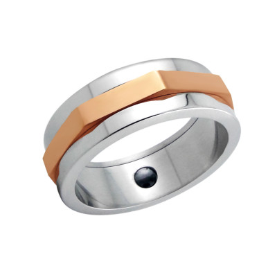 High Polish and Rose Gold Surgical Steel Band Ring