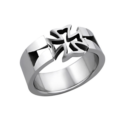 High Polish Surgical Steel Celtic Cross Ring