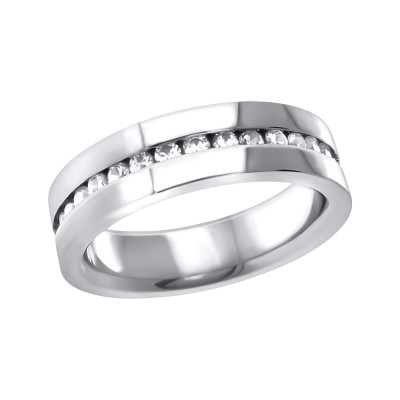 High Polish Surgical Steel Band Ring with Cubic Zirconia