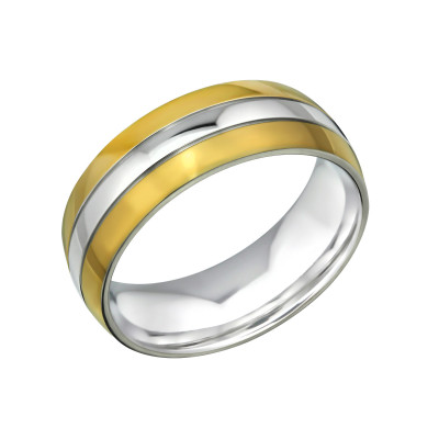 High Polish and Gold Surgical Steel Band Ring