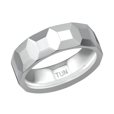 Tungsten Faceted Ring