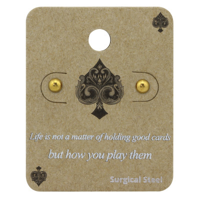 Gold Surgical Steel Ball 4mm Ear Studs on Display Card