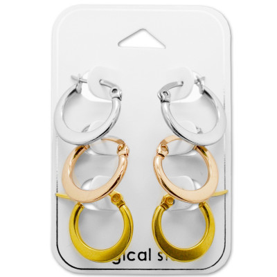 Surgical Steel 15mm Hoop Set on Card