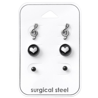 Surgical Steel Love Music Set on Card