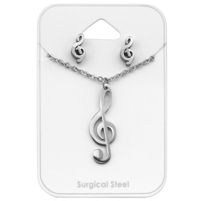 Music Lovers Stainless Steel Set and Jewelry on Card