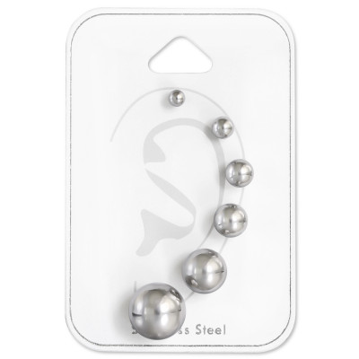 High Polish Surgical Steel Graduated Ball Studs Set on Card