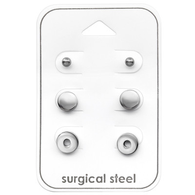 High Polish Surgical Steel Round Set on Card