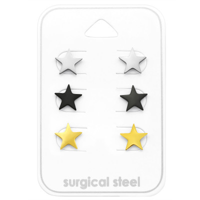 Surgical Steel Star Set on Card