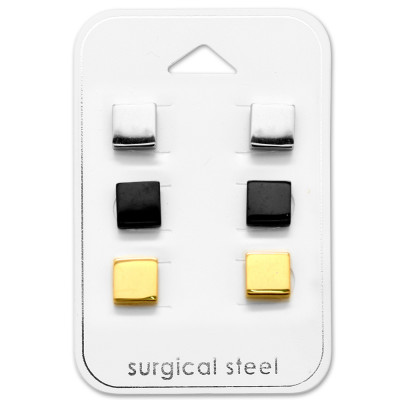 Surgical Steel Square Set  on Card