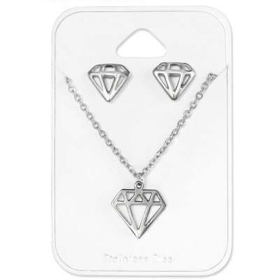 Diamond Stainless Steel Set and Jewelry on Card